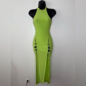 Fashion Nova Lime Backless Maxi Dress